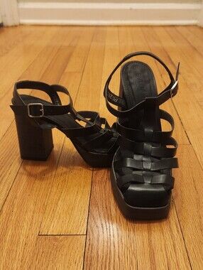 Svegan Rollers  Black Platform Block Heel Fisherman Sandals - Women's EU 37